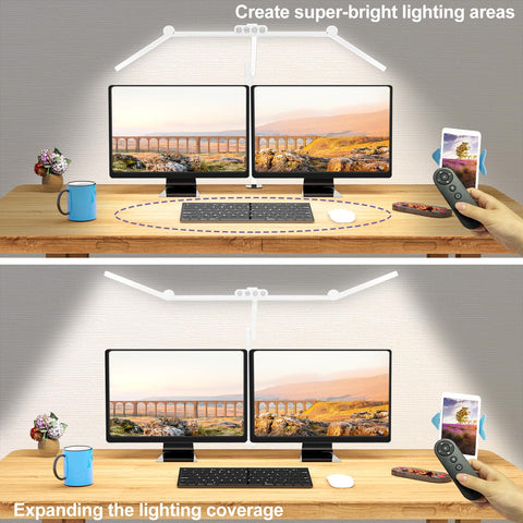 Micomlan Architect Desk Lamp remote control enables quick brightness and color temperature changes.