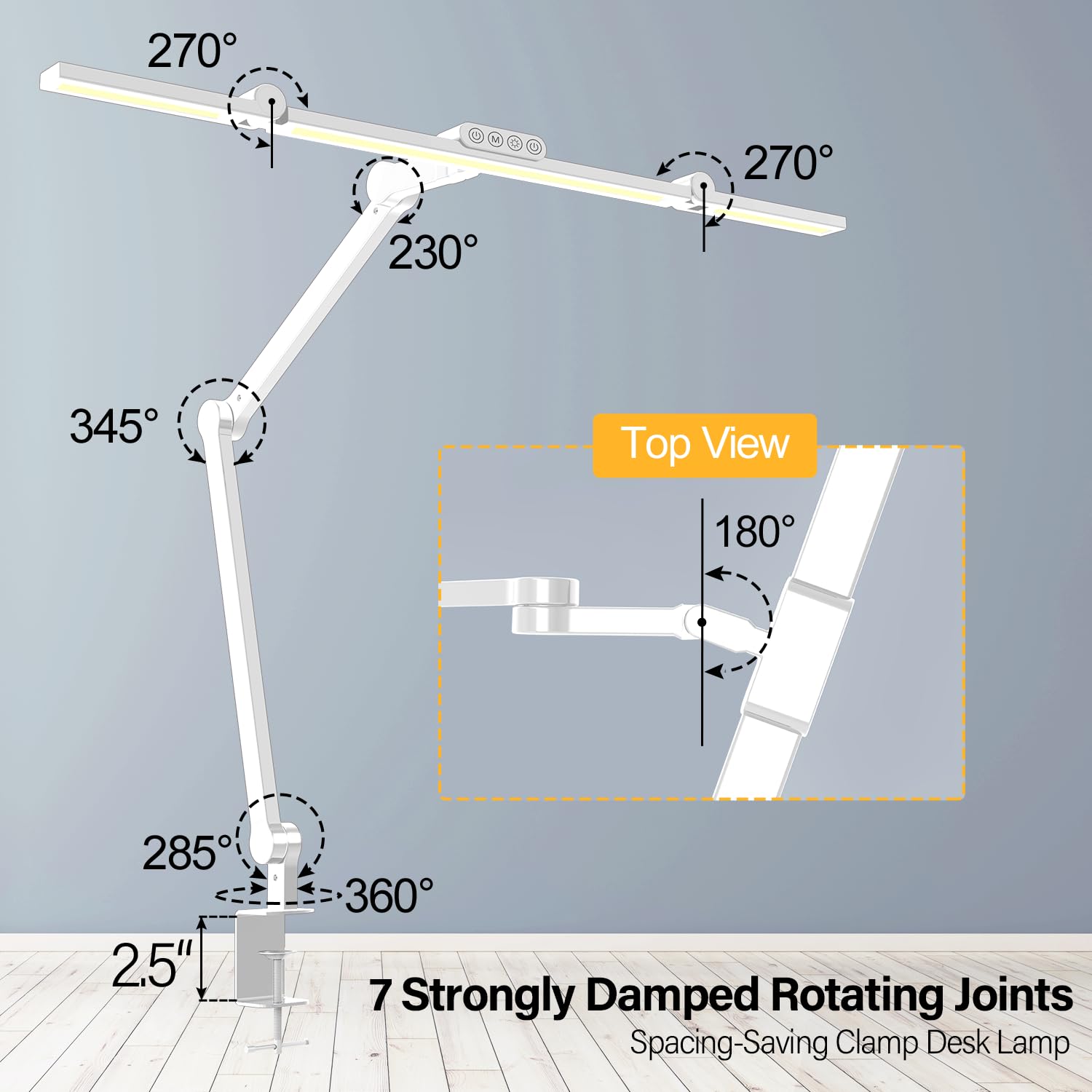 Micomlan Architect Desk Lamp seven-joint arm enables flexible lighting angles.
