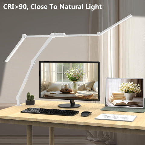 Micomlan clamp desk lamp attaches securely while keeping cables tidy on crowded desks.