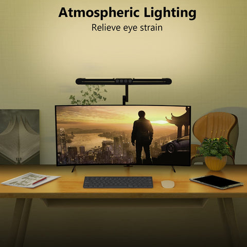 Micomlan desk lamp provides ambient upward lighting to ease low-light eyestrain.