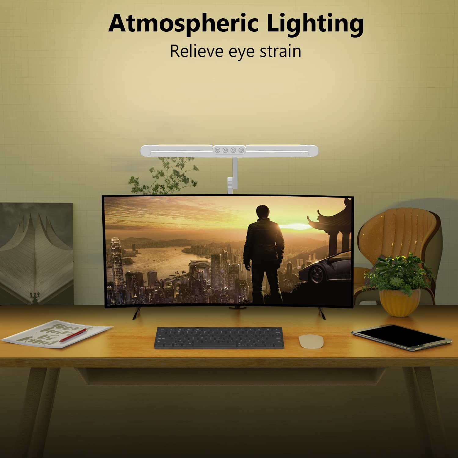 Micomlan ambient lighting mode with sensor adapts to surroundings for comfortable use.