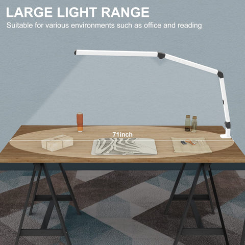 Micomlan lamp's wide metal clamp fits desks up to 2.5 inches thick
