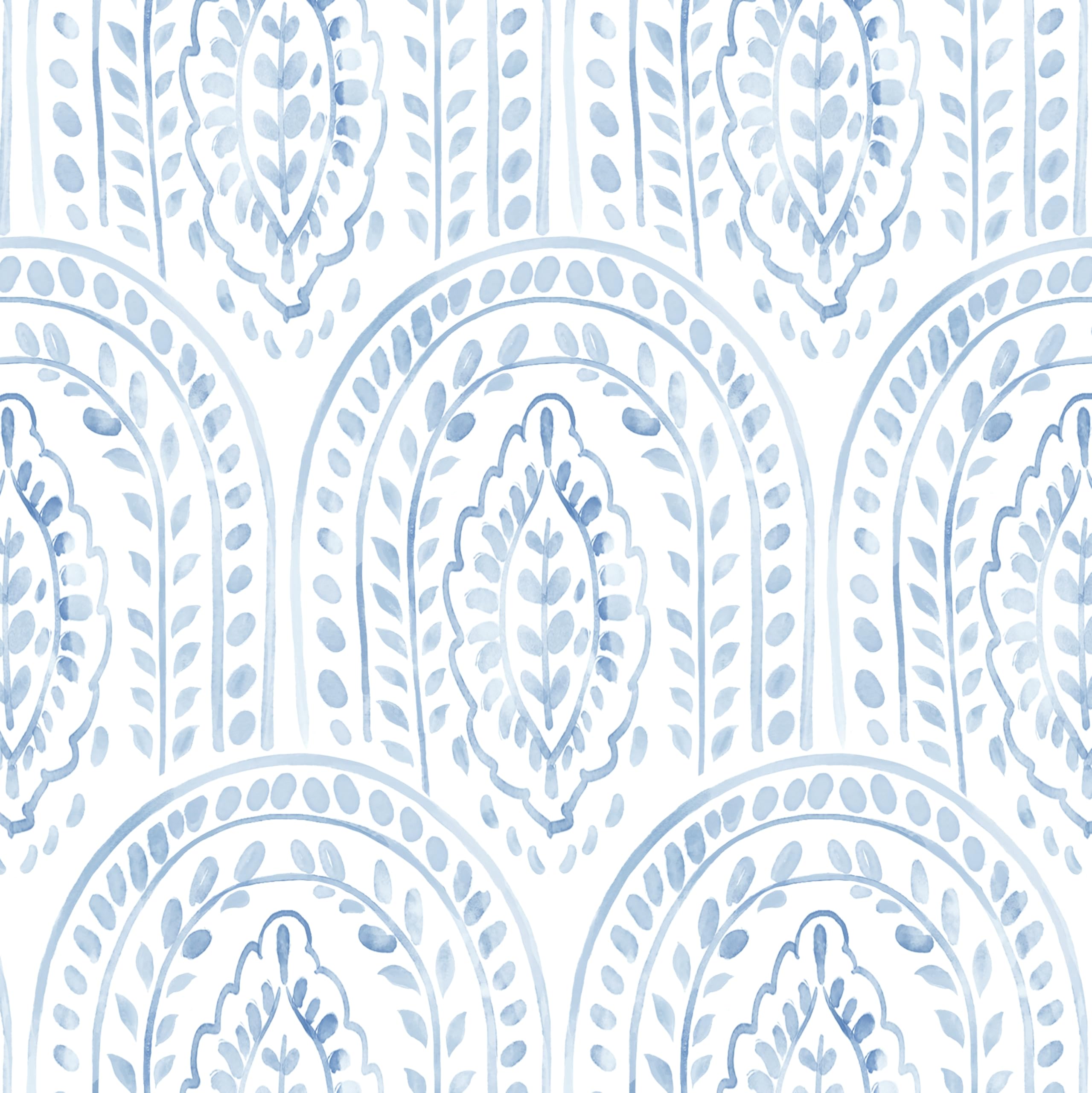Micpolo peel-and-stick wallpaper with blue white boho arch pattern for quick room refresh