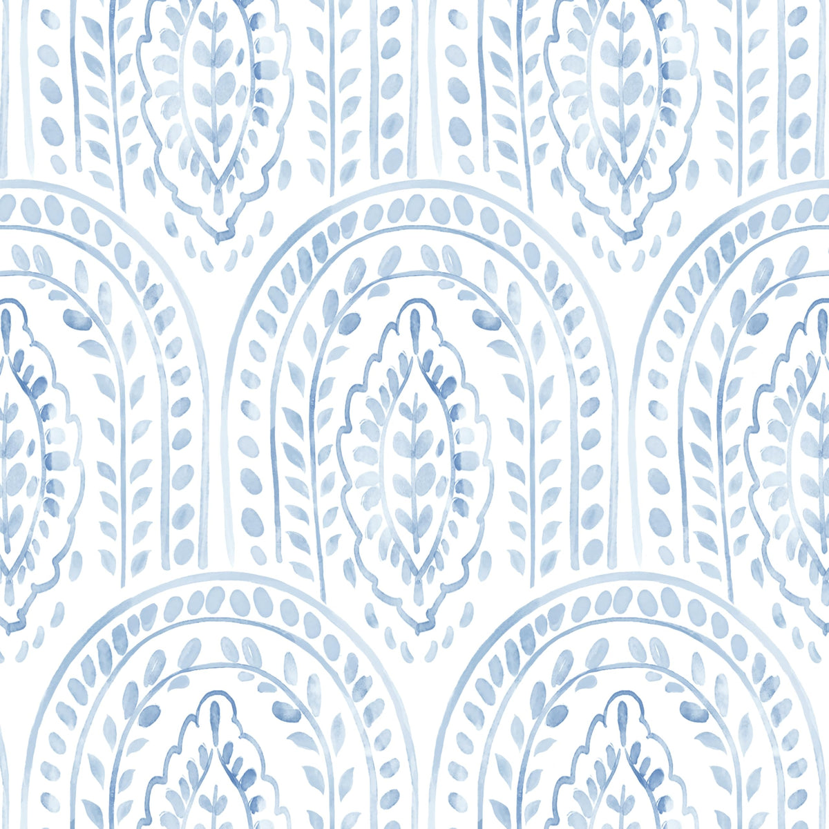 Micpolo peel-and-stick wallpaper with blue white boho arch pattern for quick room refresh