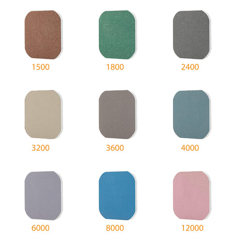Micro-Mesh Soft Touch pads with color-coded foam backing for easy grit selection