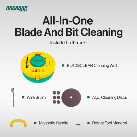 MICROJIG one-eighth-inch-mandrel enables rotary tool cleaning versatility.