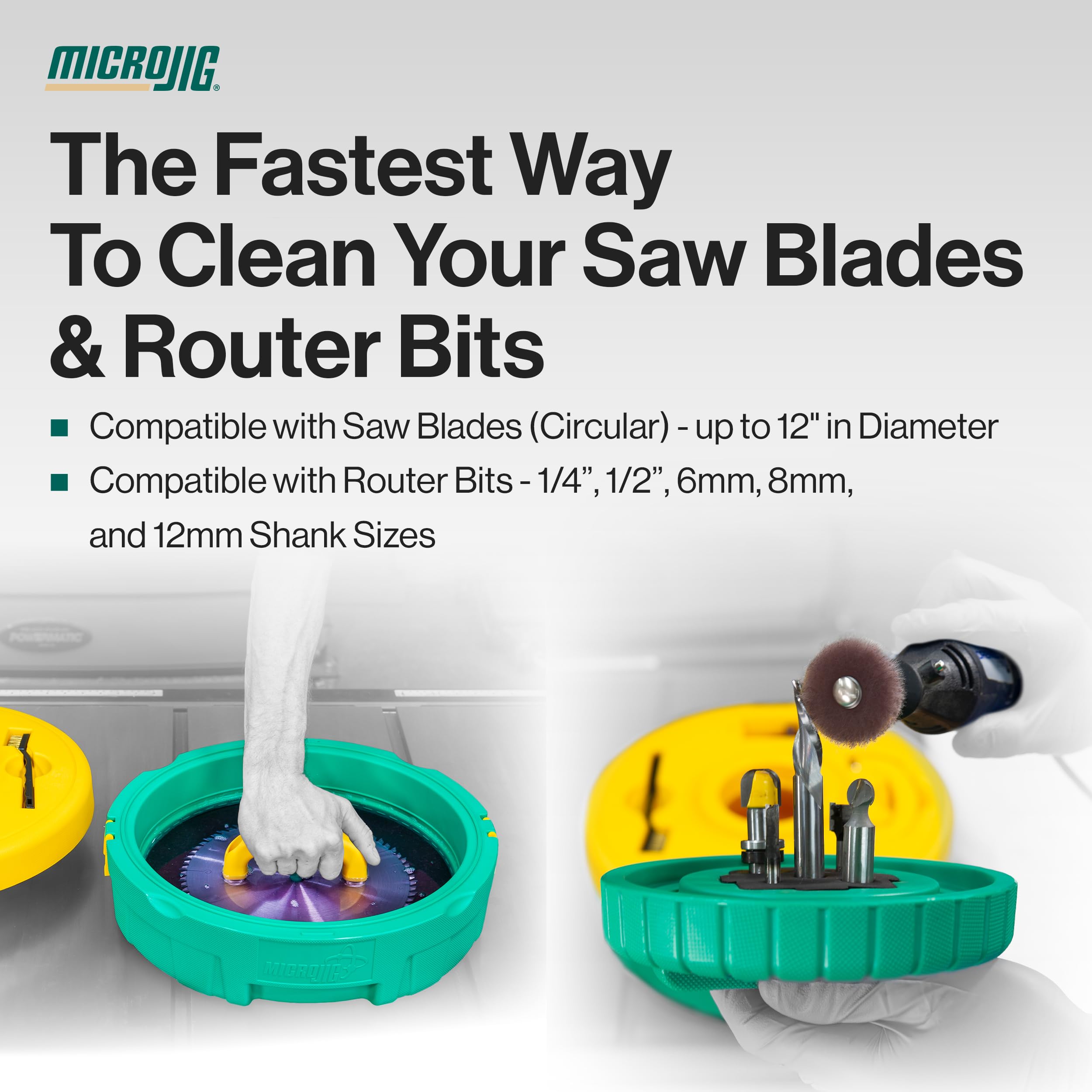 MICROJIG scoring-pad cleans blade faces in one motion for faster maintenance.