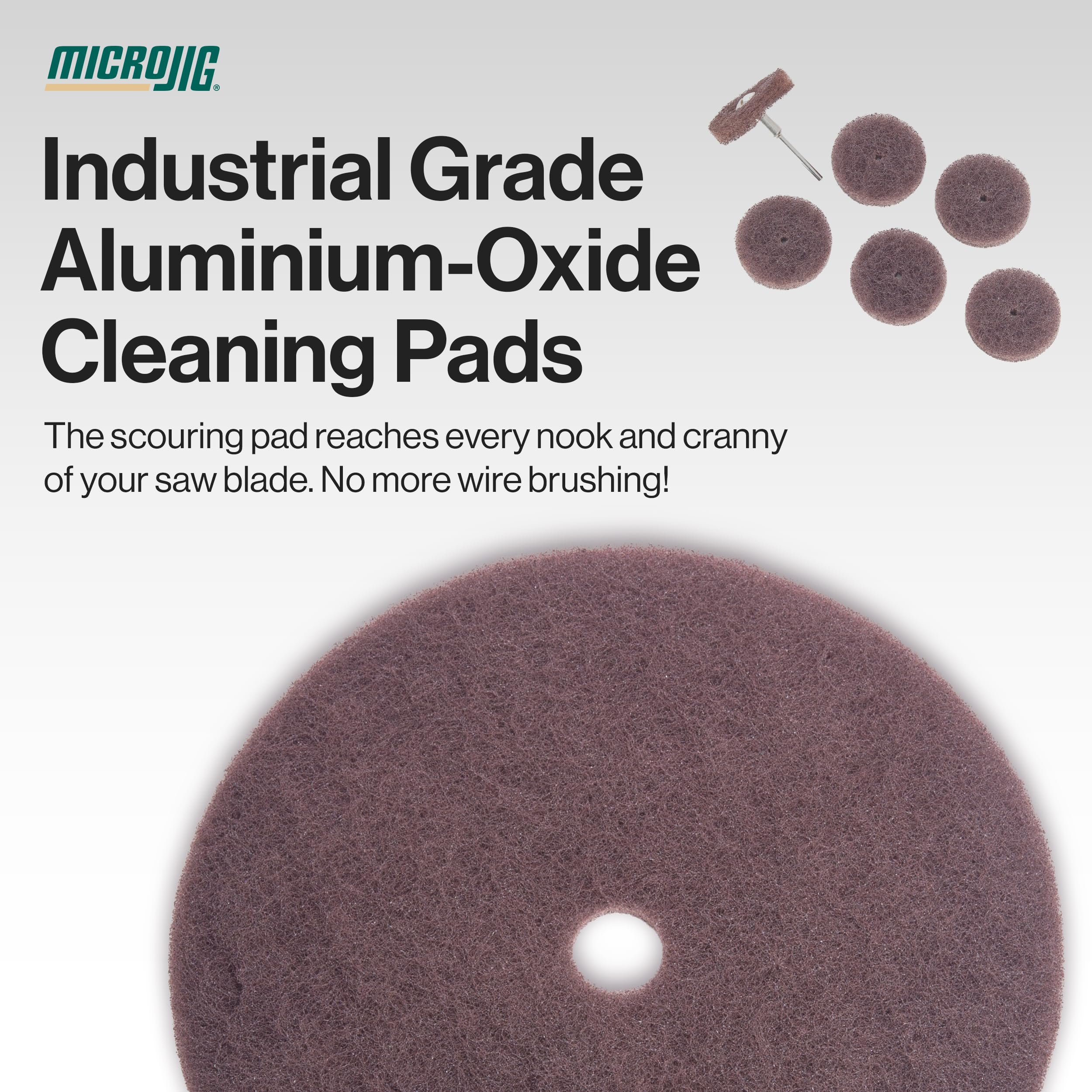 MICROJIG aluminum-oxide-discs remove stubborn residues without harsh solvents.