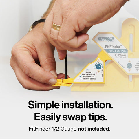 MICROJIG FitFinder Outside Tip centers round parts quickly and aligns bandsaw blades.