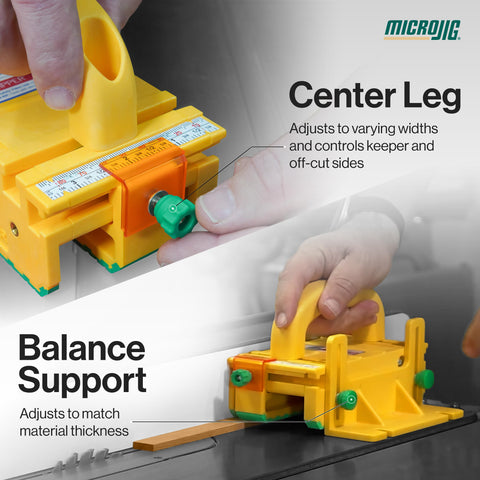 Microjig GRR-RIPPER+ forward pressure guides feeding and reduces burning.