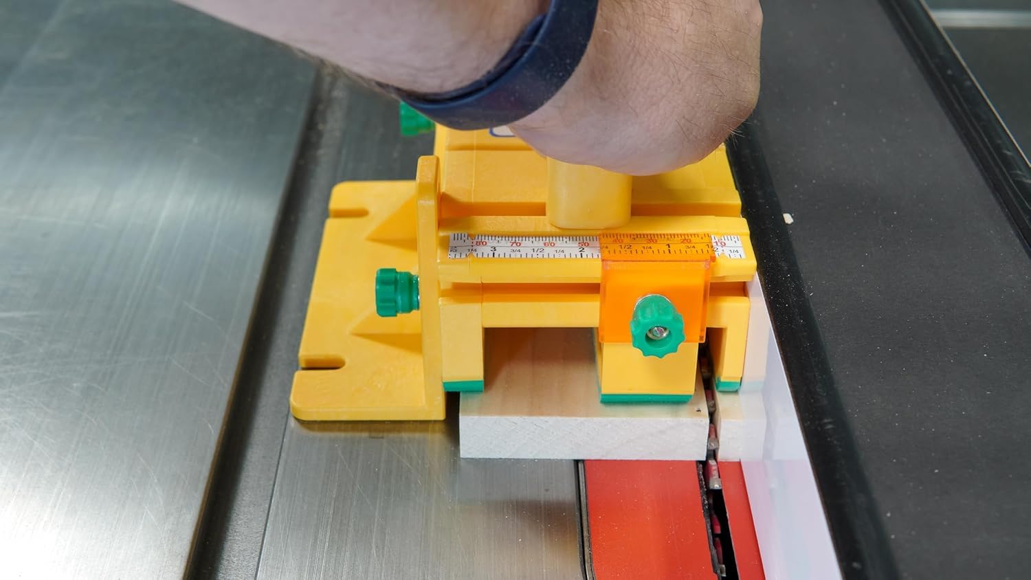 Microjig GRR-RIPPER+ Plus operating angle detail improves control during cuts