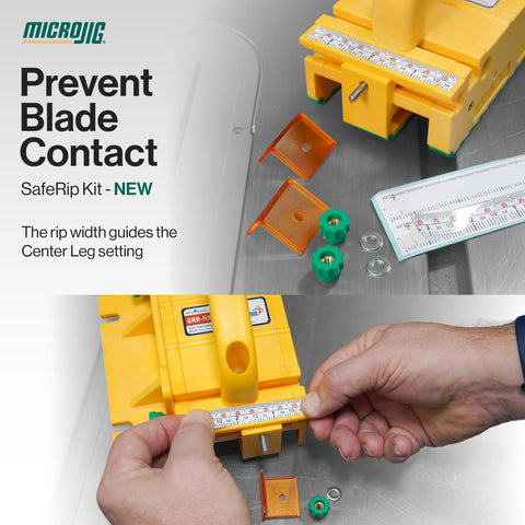 Microjig GRR-RIPPER+ SafeRip Kit enhances material handling and blade protection.