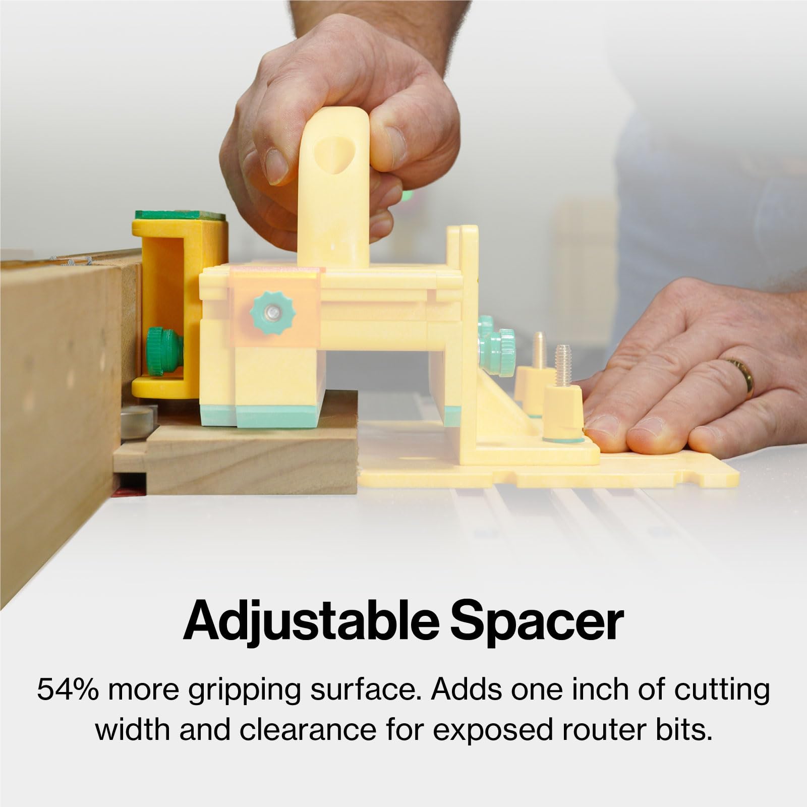 GRR-RIPPER Pro adjustable spacer broadens grip and cut width for larger stock.