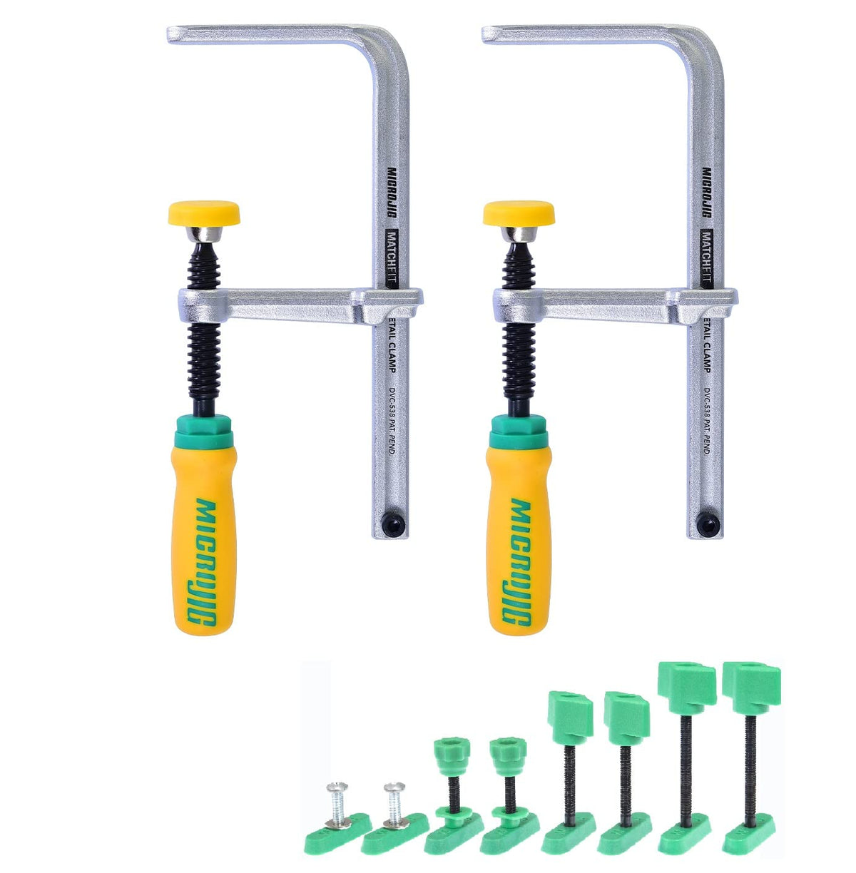 MICROJIG Matchfit dovetail clamps in a groove for adjustable, obstruction-free clamping.