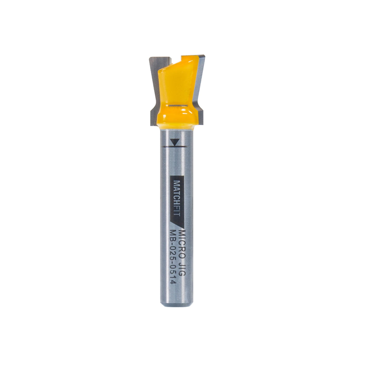 MicroJIG Matchfit Dovetail Router Bit carving a precise dovetail groove for tight joints.