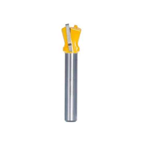 MicroJIG Matchfit Dovetail Router Bit highlights rounded corners to reduce tear-out during plywood work.