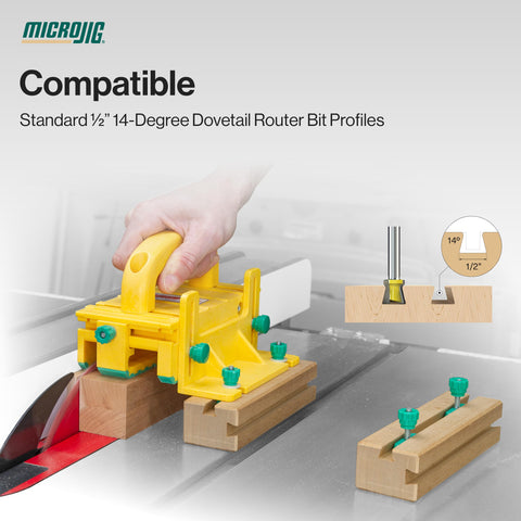 MICROJIG dovetail track nuts with washers support secure, repeatable setups.