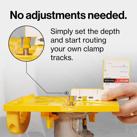 MatchFit Grid Router Guide supports dovetail clamps for secure setups.