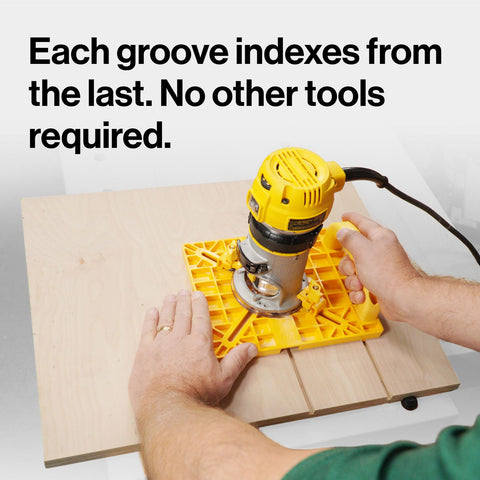 MICROJIG MatchFit Grid Router Guide self-indexing base automatically aligns grooves.