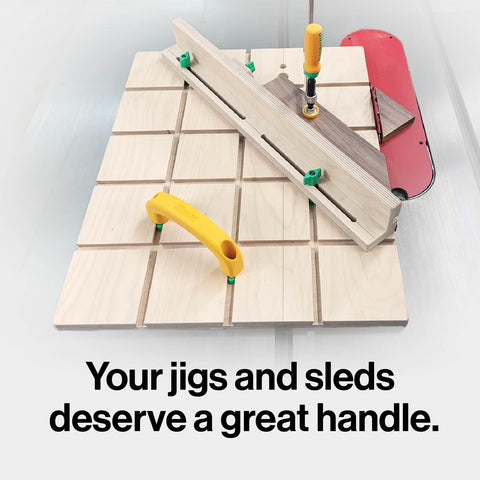 MICROJIG Matchfit Jig Handle ergonomic grip enhances control during setup.