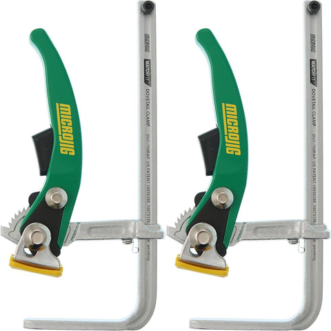 MicroJig MatchFit ratchet clamp securing a workpiece with precise alignment.