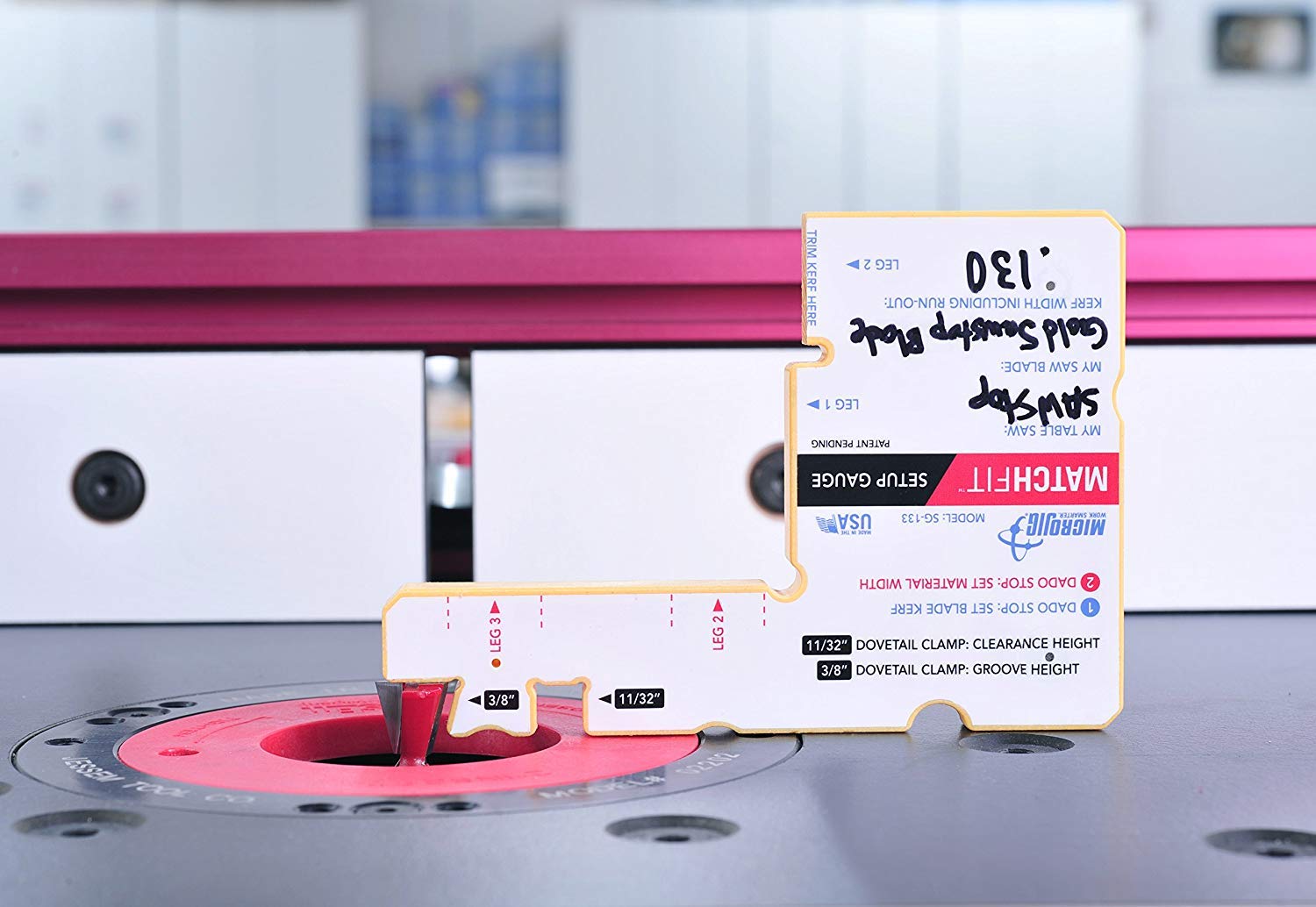 MICROJIG Matchfit SG-133 inlay squaring for exact dado width.