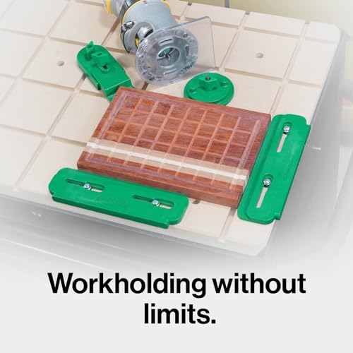 MICROJIG MatchFit U-Pad clamps deliver balanced grip with minimal top surface obstruction.