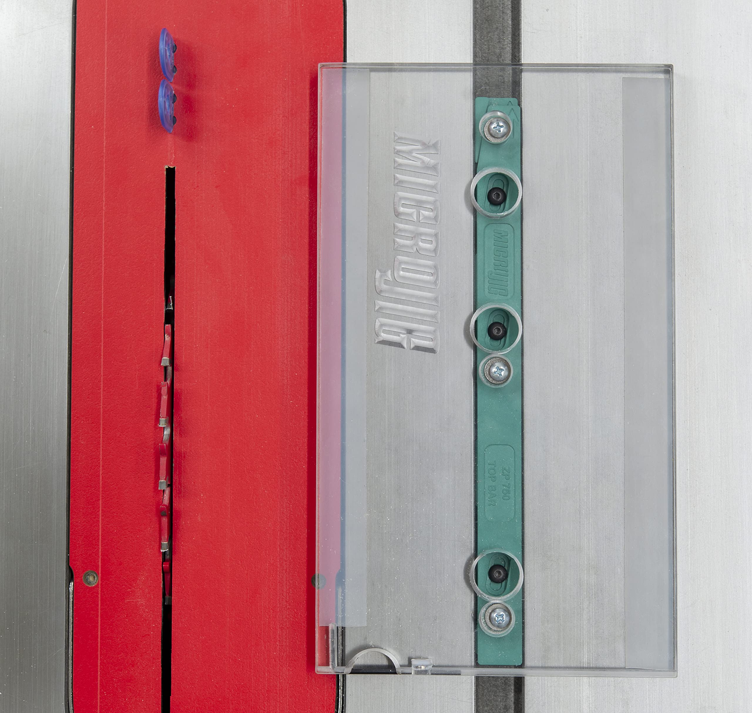 microjig zeroplay miter bars installed in a sled demonstrate top-down installation and square alignment