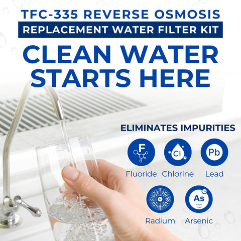 Microline TFC-335 sediment-carbon prefilter blocks sediments and chlorine taste.