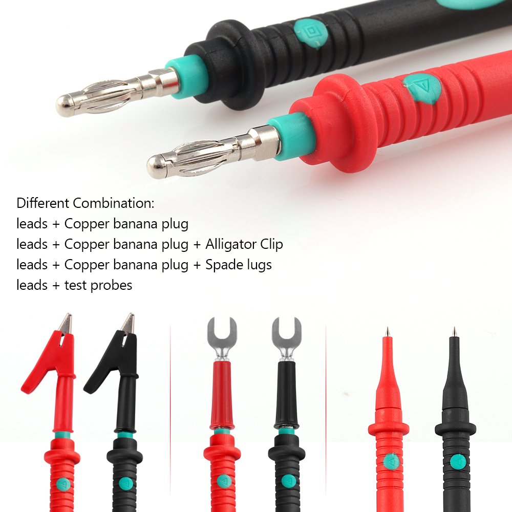 Micsoa banana plugs close-up demonstrates secure connections for compatible meters.