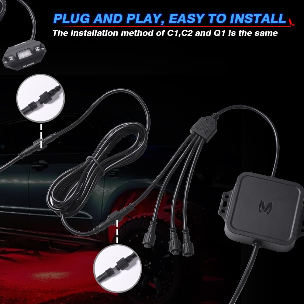MICTUNING compatible extension for C1/C2/C4 Q1 RGBW rock lights.