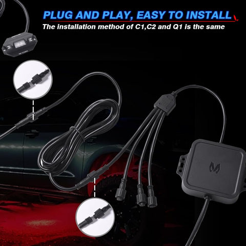 MICTUNING compatible extension for C1/C2/C4 Q1 RGBW rock lights.