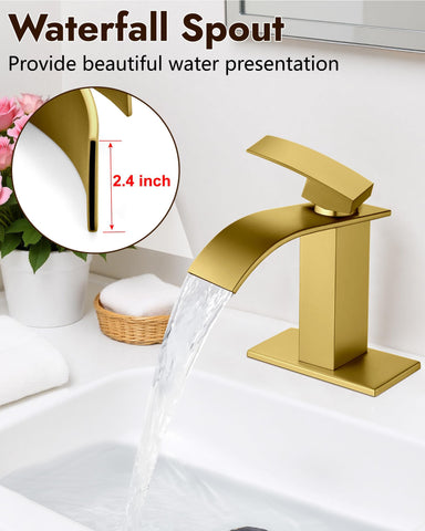 Midanya faucet installed in a single hole for a clean, modern vanity