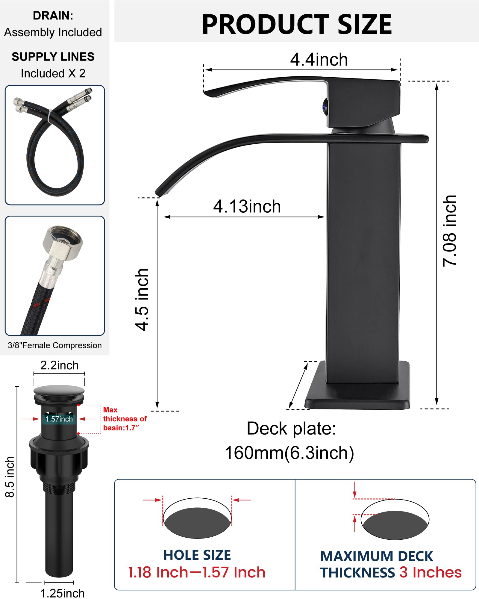 Midanya RV-compatible faucet for compact vanity spaces