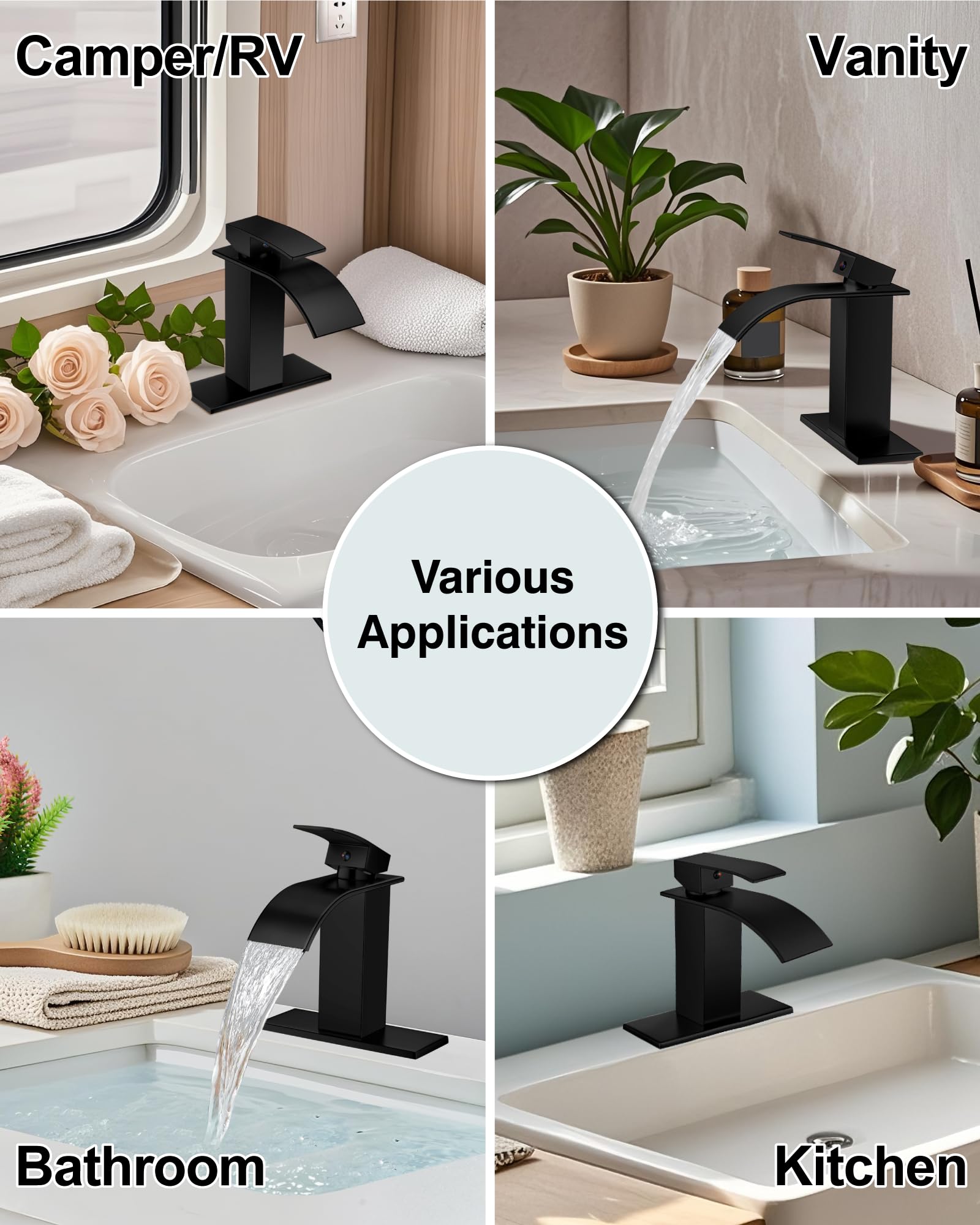 Midanya smooth waterfall flow reduces splashing at the sink