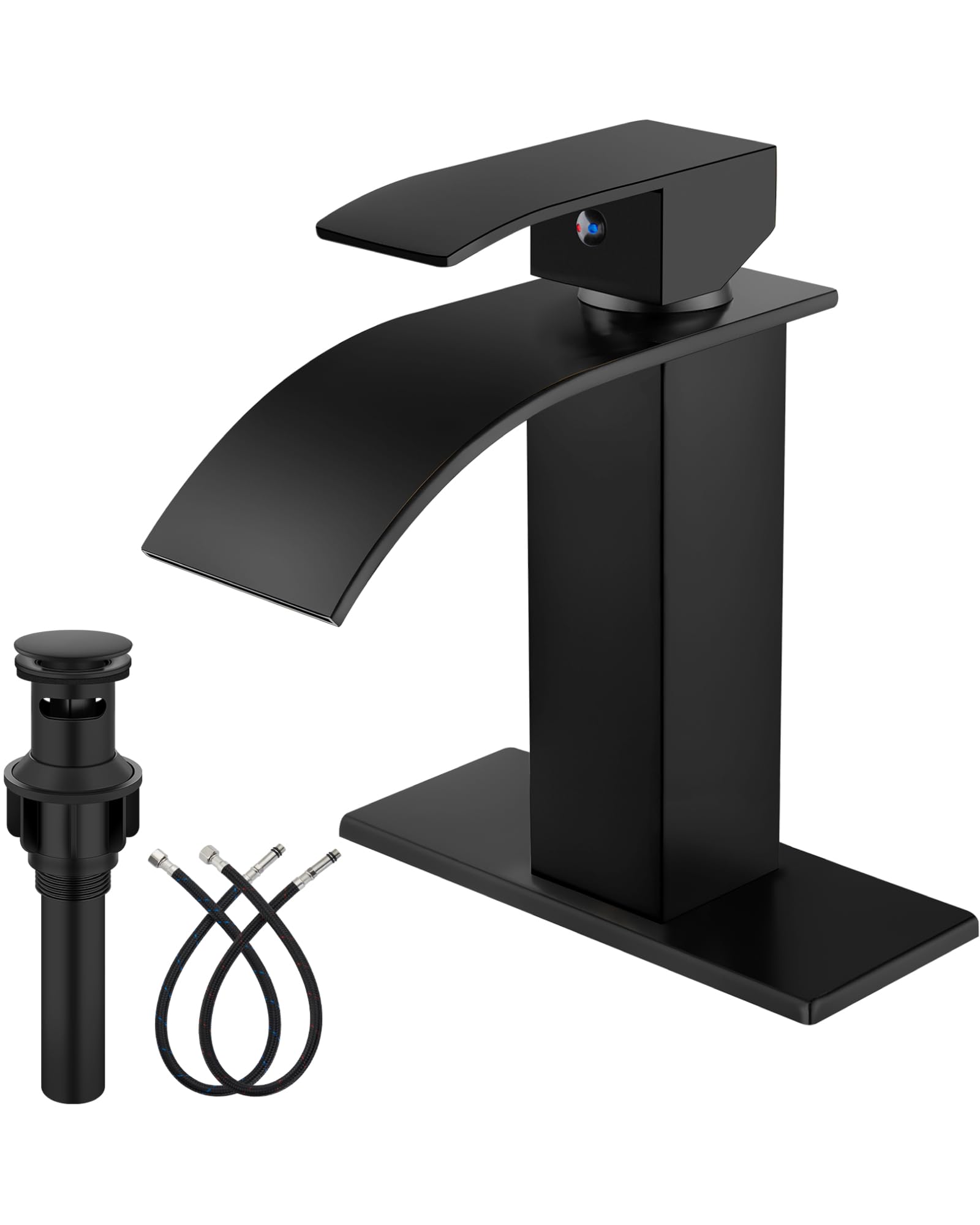 Midanya bathroom faucet with waterfall spout provides elegant, steady flow