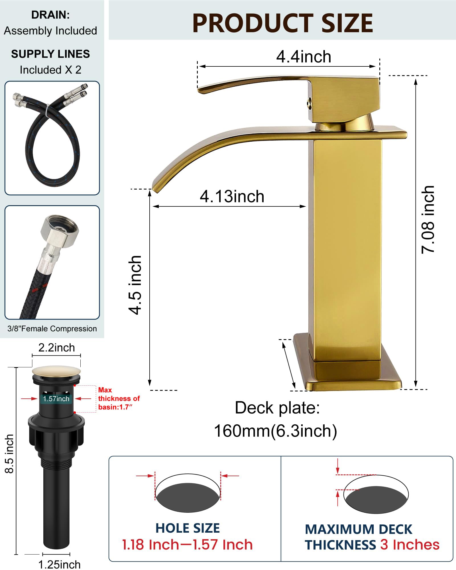 Midanya waterfall flow delivers steady, gentle water at 1.19 gpm