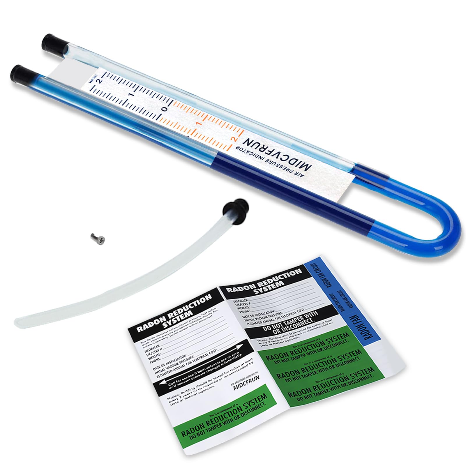 MIDCVFRUN air pressure indicator guiding setup for balanced radon airflow.