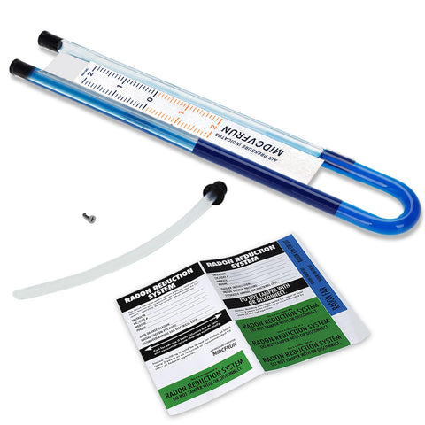 MIDCVFRUN air pressure indicator guiding setup for balanced radon airflow.