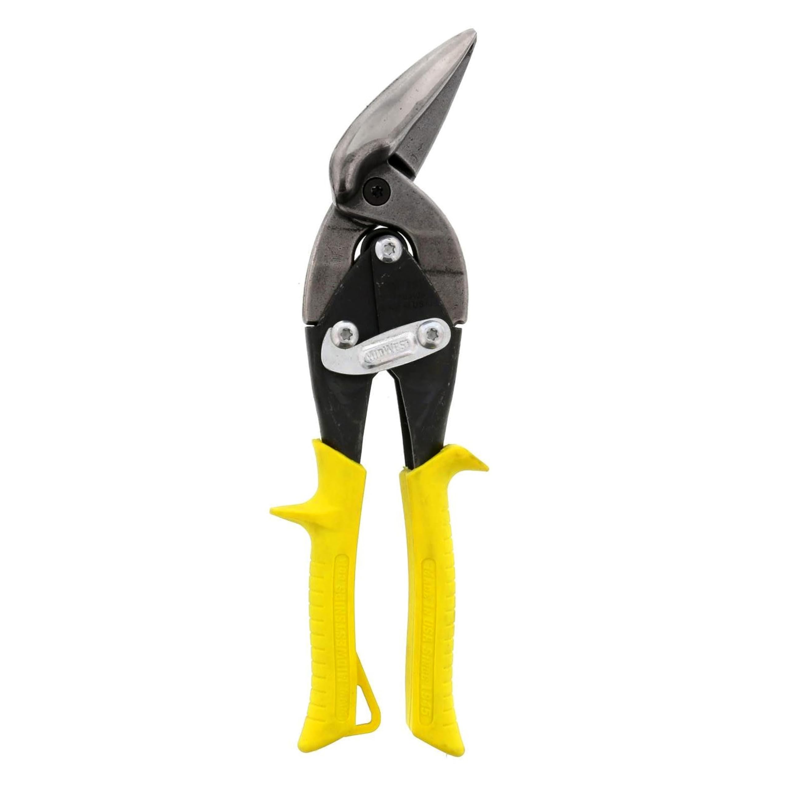 Midwest Snips MWT-6510S aviation snip straight cut offset in action for long sheets.