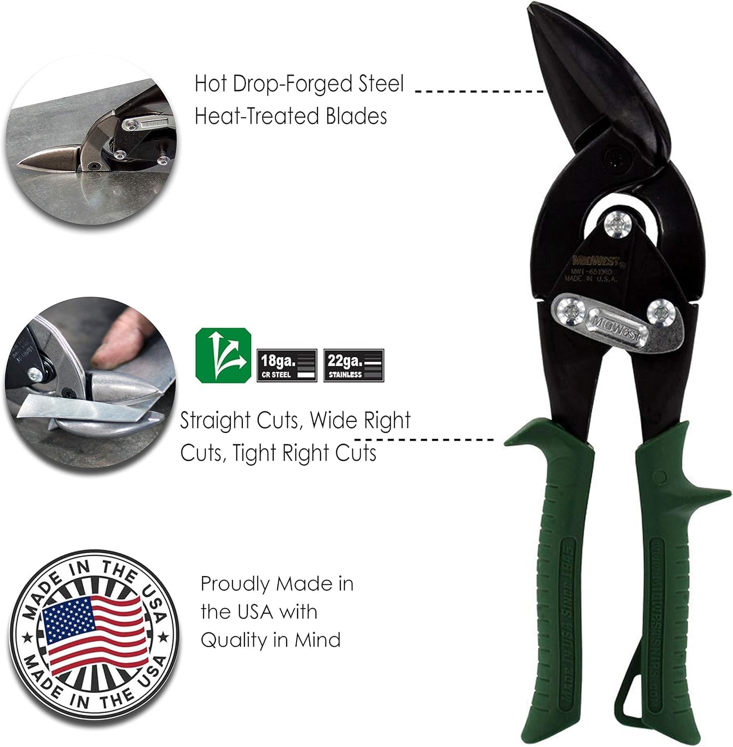 Midwest Snips Blackout aviation snip blades show durable, heat-treated surfaces.