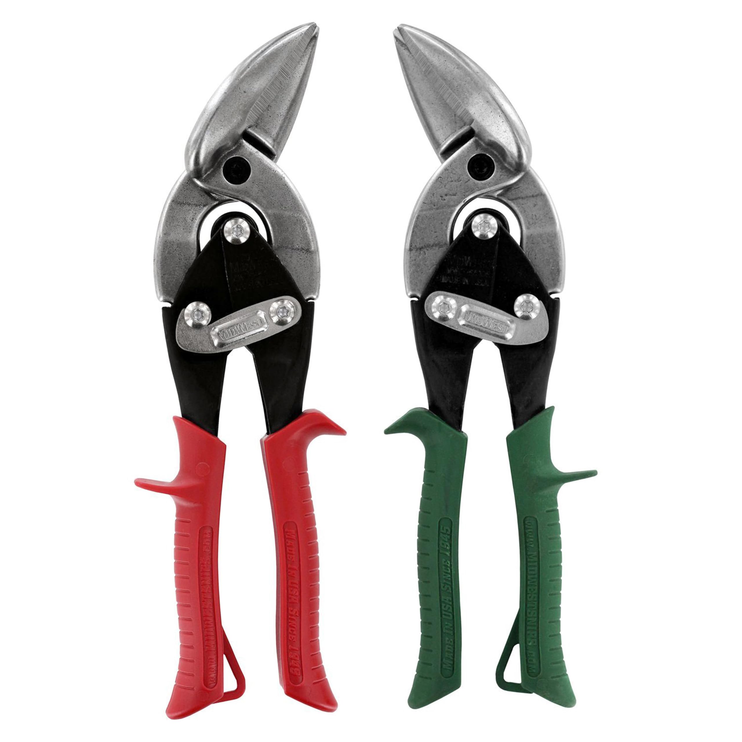Midwest Snips MWT-6510C offset aviation snips for precise left and right curves.
