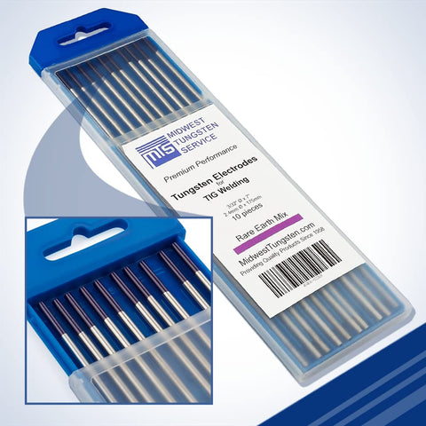 Midwest Tungsten Service TIG electrodes 10-pack purple rare-earth blend front view for consistent welds
