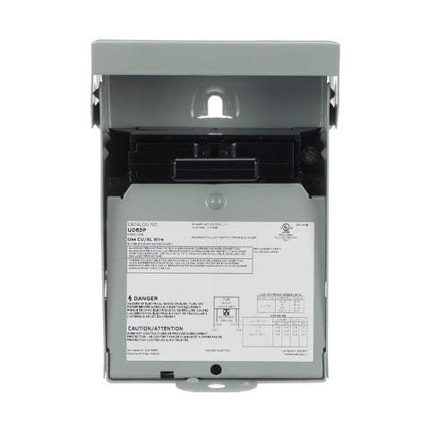 Midwest U065P weatherproof AC disconnect outdoors in rugged metallic enclosure