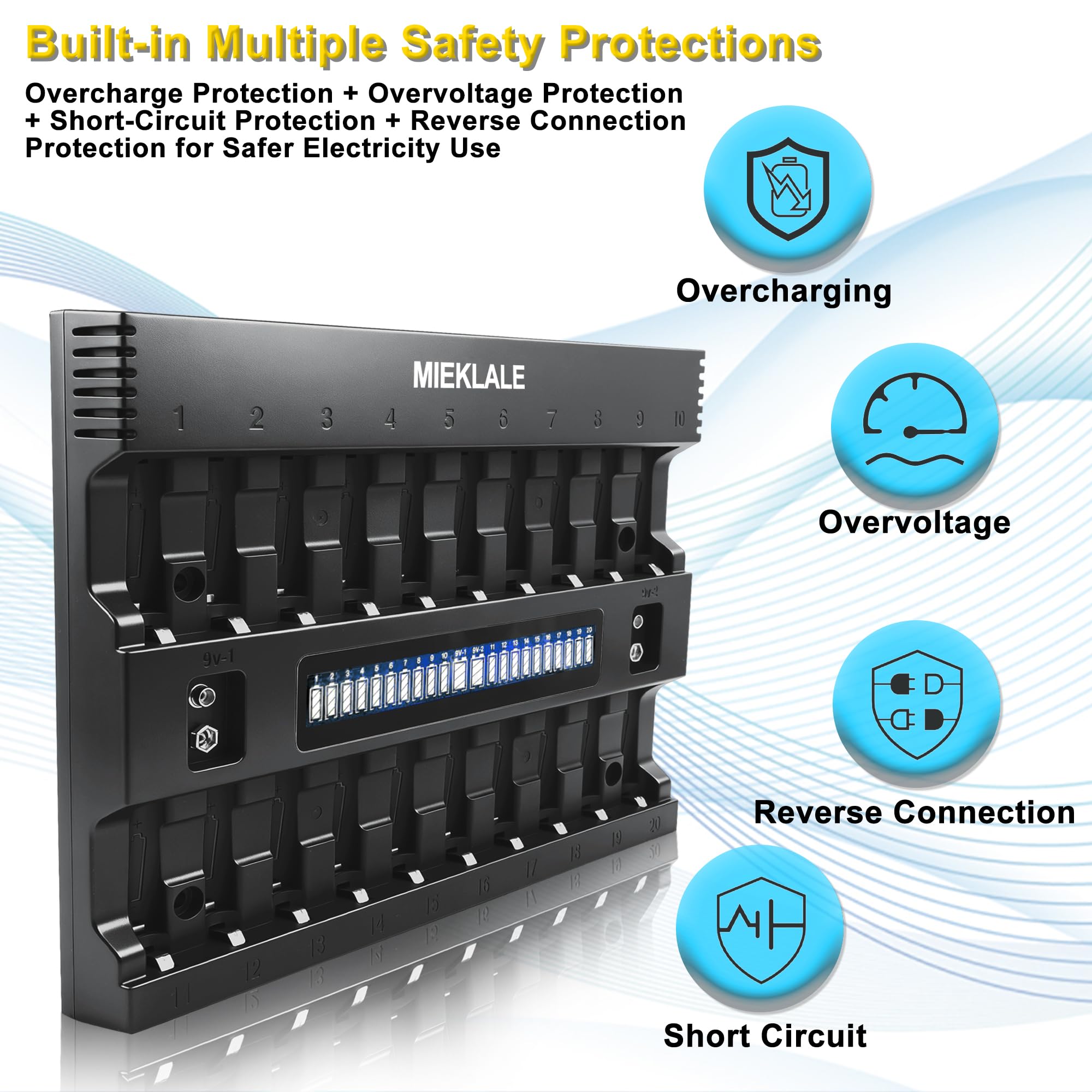 MIEKLALE dedicated 9V slot for organized charging.