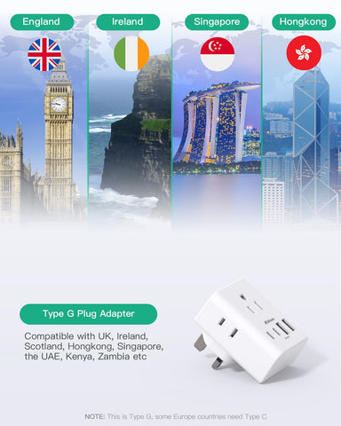 Mifaso 2 pack travel plug adapter in cruise friendly kit