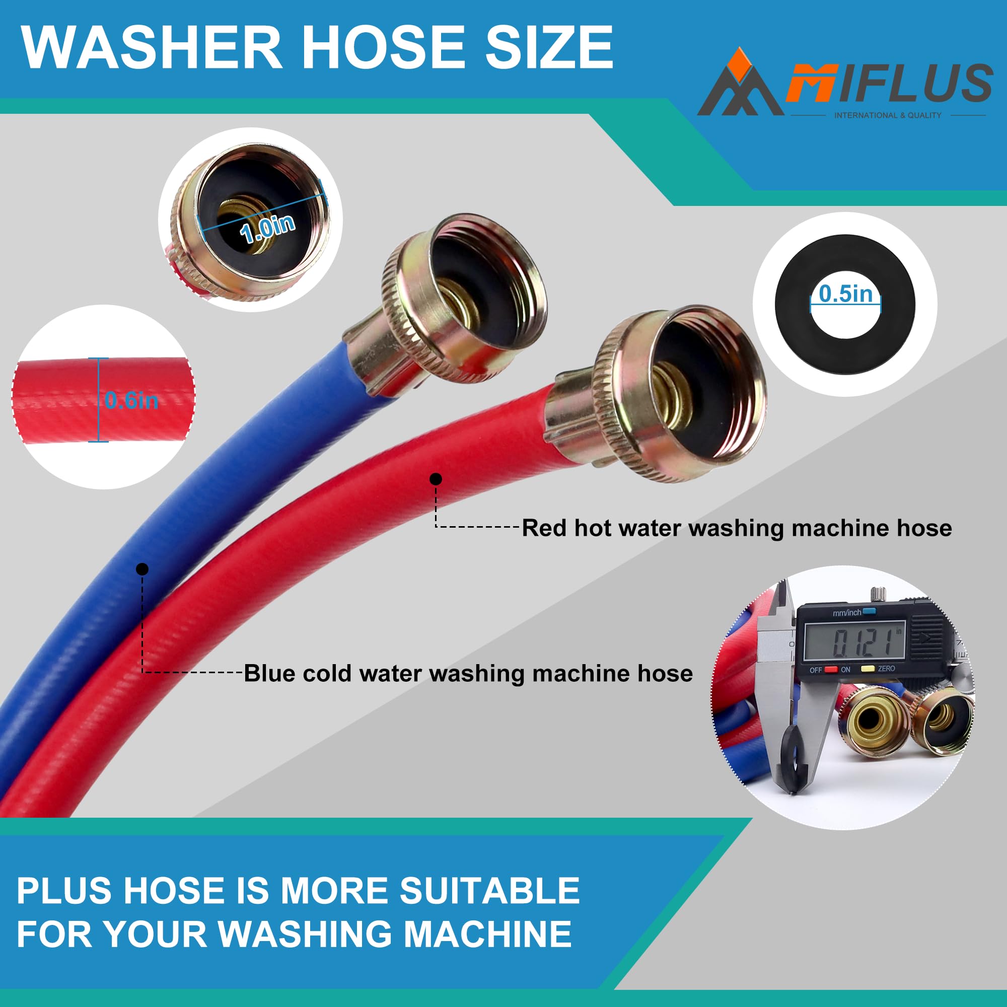 MIFLUS 10 ft hose with brass nuts for secure connections