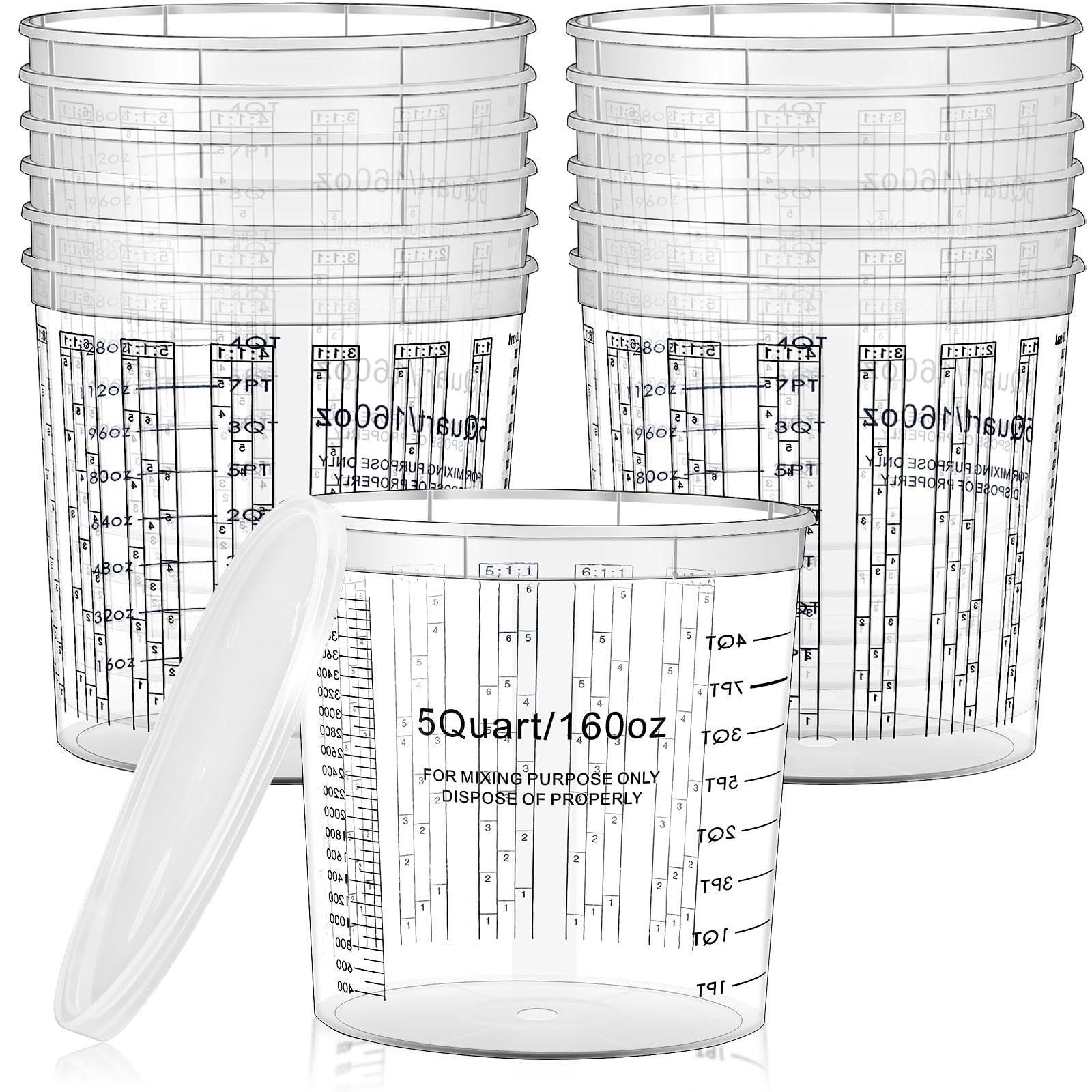 Mifoci pack of 60 clear cups with graduations for precise paint mixing.