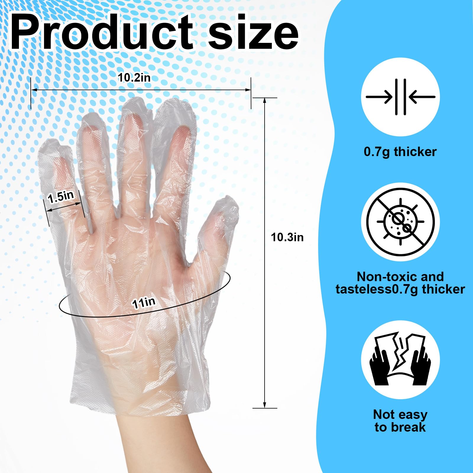 Mifoci clear polythene gloves show a clean barrier for food handling.