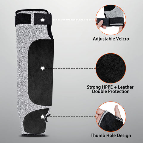 Mig4U cut-resistant sleeve with leather patches, back view, comfortable for long shifts.